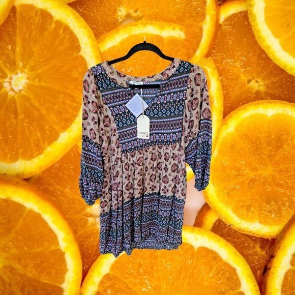 NEW Jodifl Colorful Patterned 3/4 sleeve Mini Dess Size S - Picture 3 of 7
